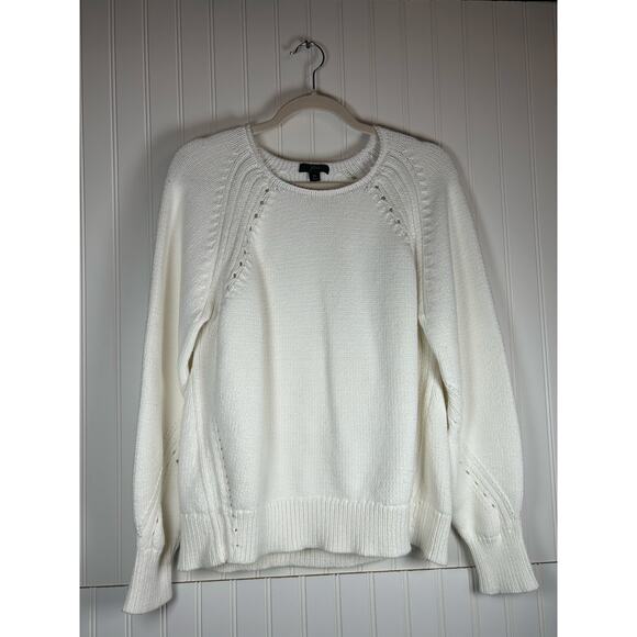 J. Crew White Pullover Sweater with Pointelle stitching Cotton size XL classic - Picture 11 of 11